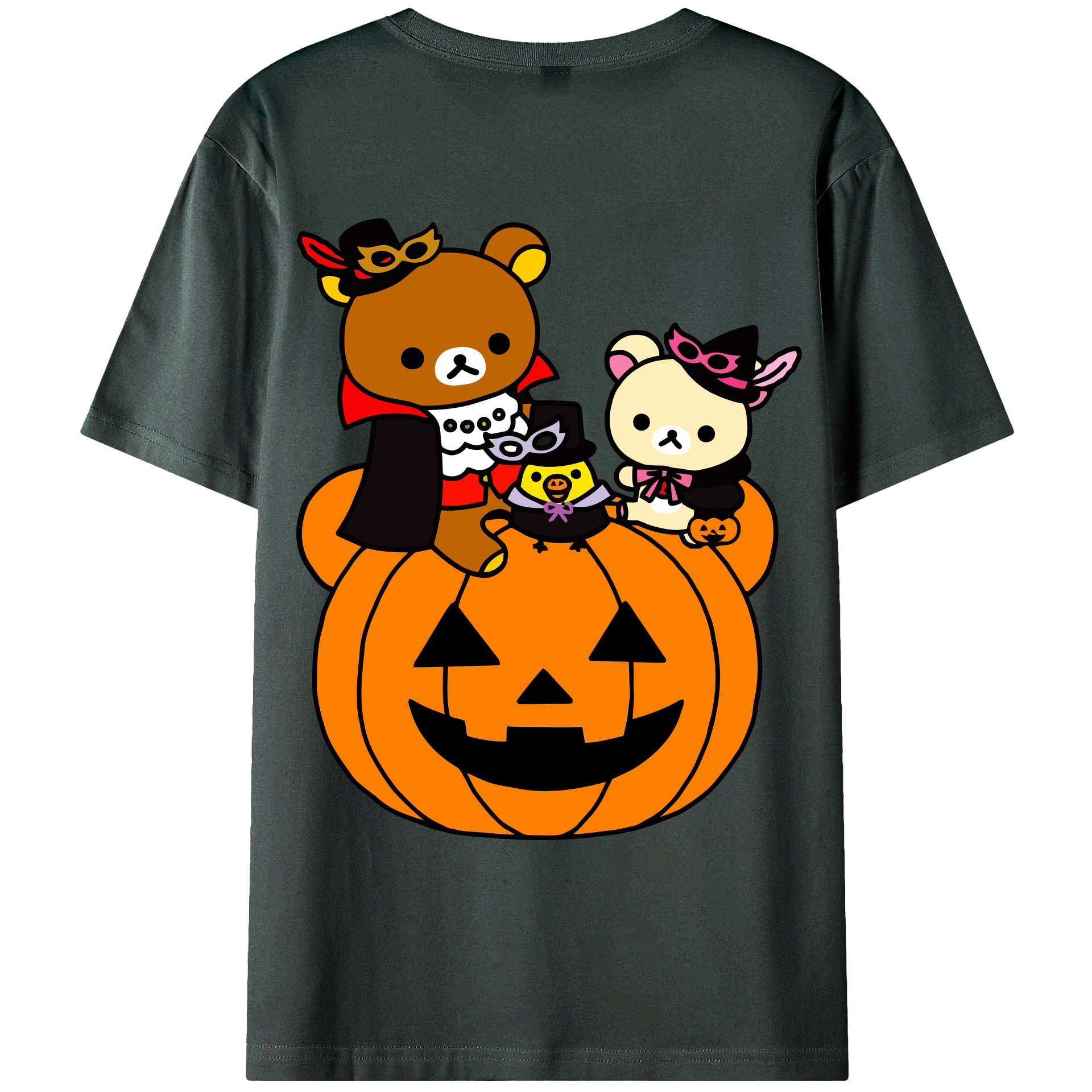 （画像用） リラックマ リラックマ キイロイトリ Rilakkuma Korilakkuma Kiiroitori 綿100％ メンズ半袖Tシャツ（バックプリント） 通気性